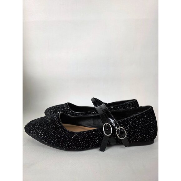 Torrid Womens Mary Jane Flats Double Strap Black Velvet Glitter 8 WW - Picture 5 of 10